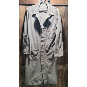 VINTAGE 40S HERCULES GRAY DENIM SHOP COAT UNION MADE SANFORIZED USA DISTRESSED